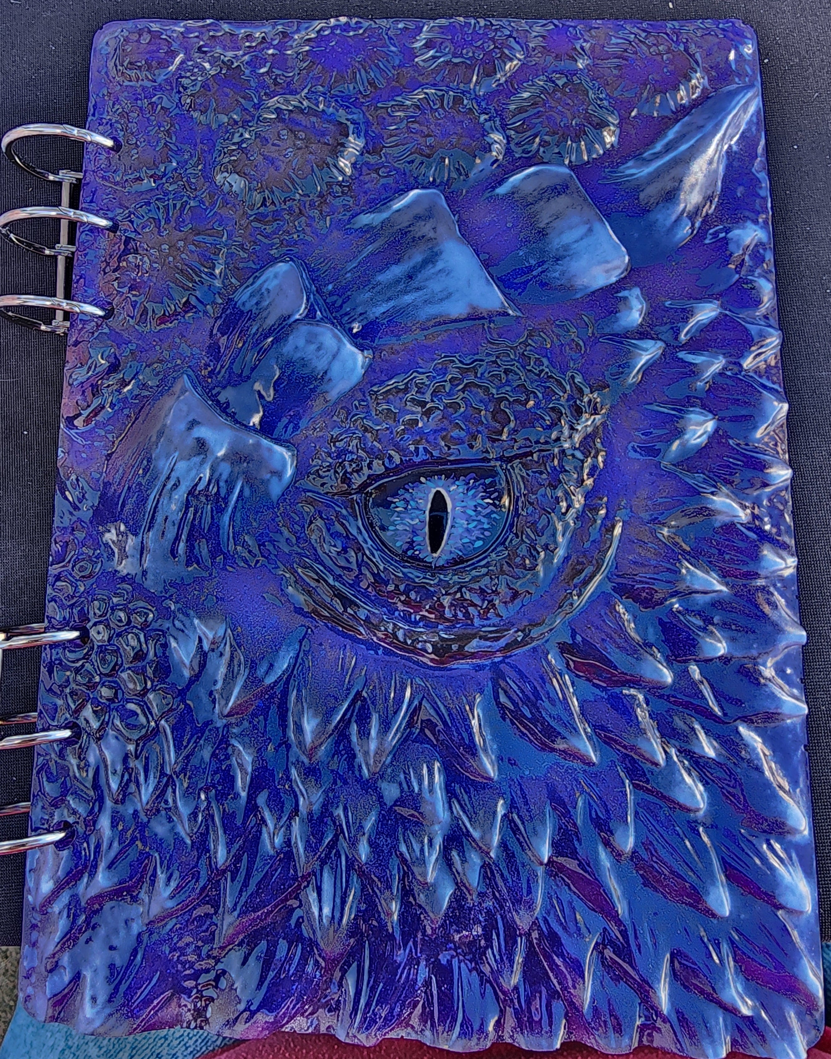 Blue Dragon textured notebook with metal rings