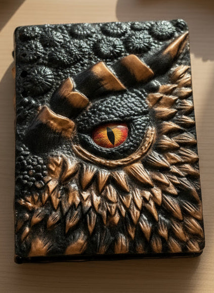 Bronze-Black Dragon Refillable Notebook – A5 Handmade Fantasy Journal
